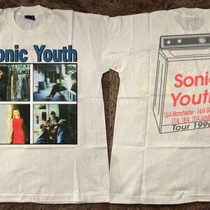 Sonic Youth UK Tour 1996 Band Shirt 2 Sided Rock Music Graphic Tee Retro Style
